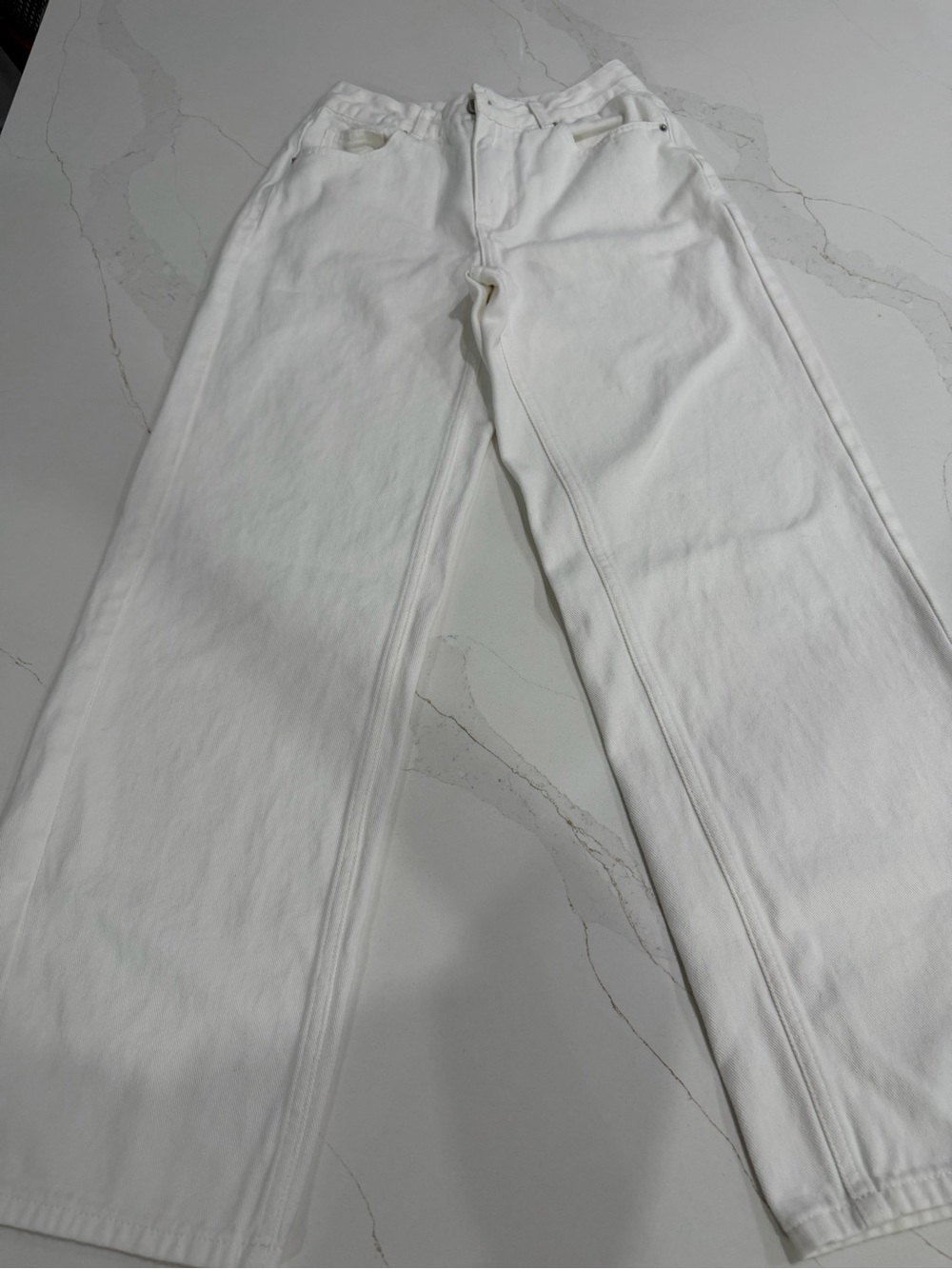 White Wide-Leg Jeans - Classic Flare